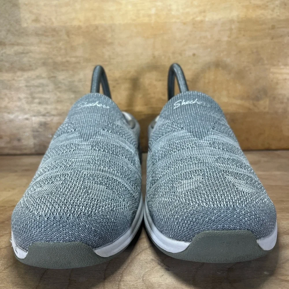 Skechers Commute Time Knitastic SPARKLE Womens Sz 9 Slip On Shoes Sneakers Gray - Picture 2 of 8